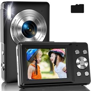 FHD 1080P Digital Camera for Kids with 32GB Card, 16X Zoom, 2 Batteries